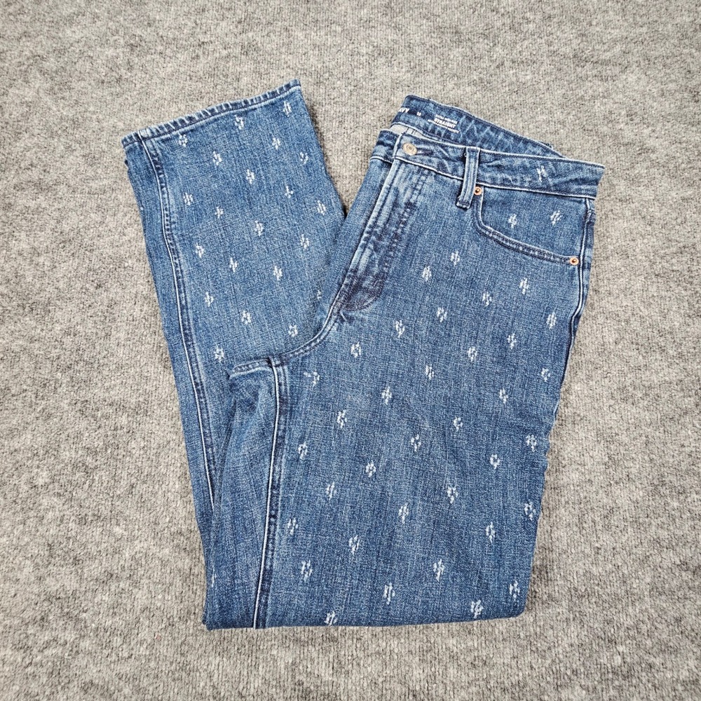 Old Navy Sky High Rise Straight Snatched Jeans Womens‎ 12 Medium Geometric Print